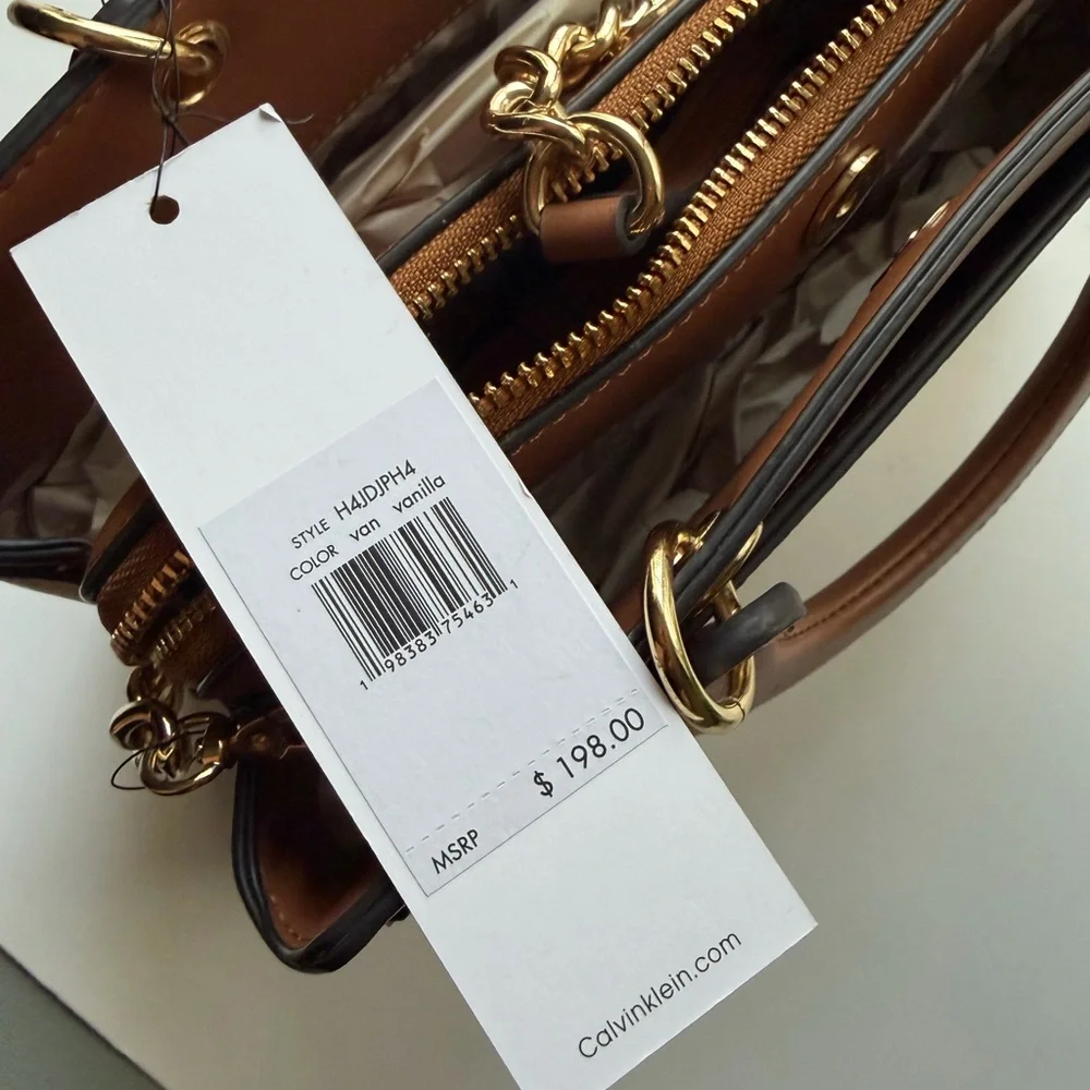 Calvin Klein Monogram Tan and Brown Satchel. NWT - Picture 5 of 9